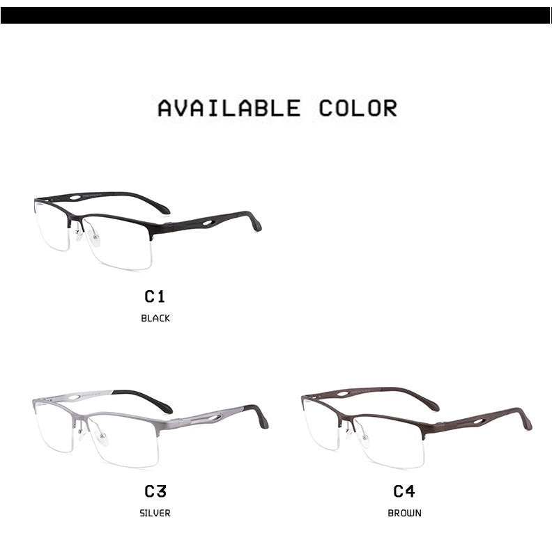 Chashma Ochki Unisex Large Semi Rim Square Aluminum Magnesium Sport Eyeglasses 6323.