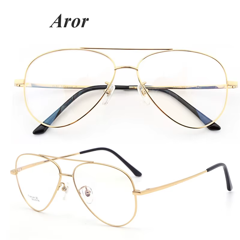 Aror Unisex Full Rim Oval Double Bridge Titanium Eyeglasses 83615
