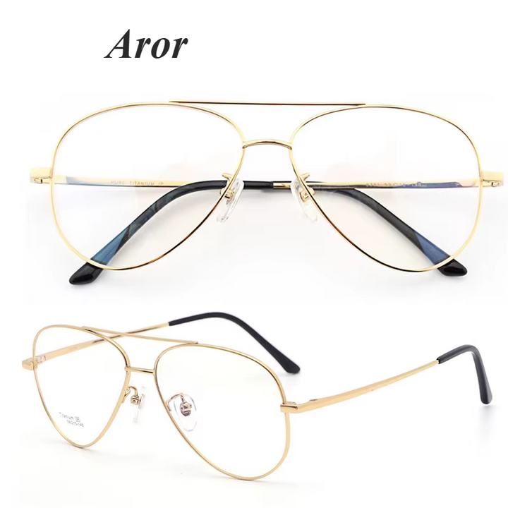 Aror Unisex Full Rim Oval Double Bridge Titanium Eyeglasses 83615