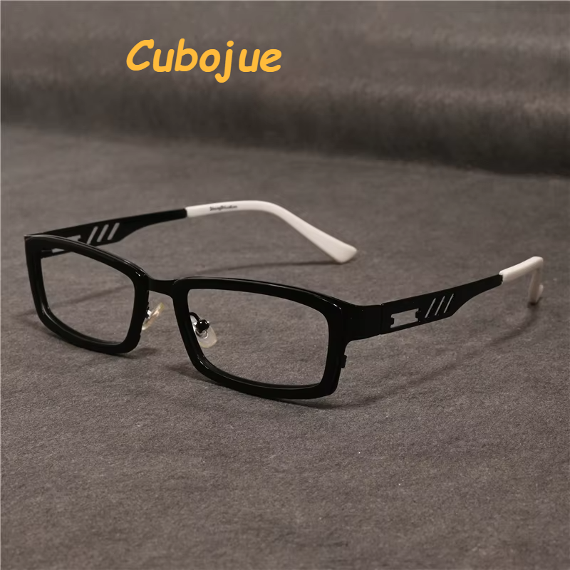 Cubojue Unisex Full Rim Rectangle Alloy Acetate Reading Glasses 73053 Reading Glasses Cubojue