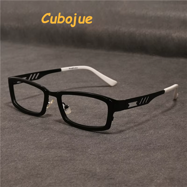 Cubojue Unisex Full Rim Rectangle Alloy Acetate Reading Glasses 73053 Reading Glasses Cubojue