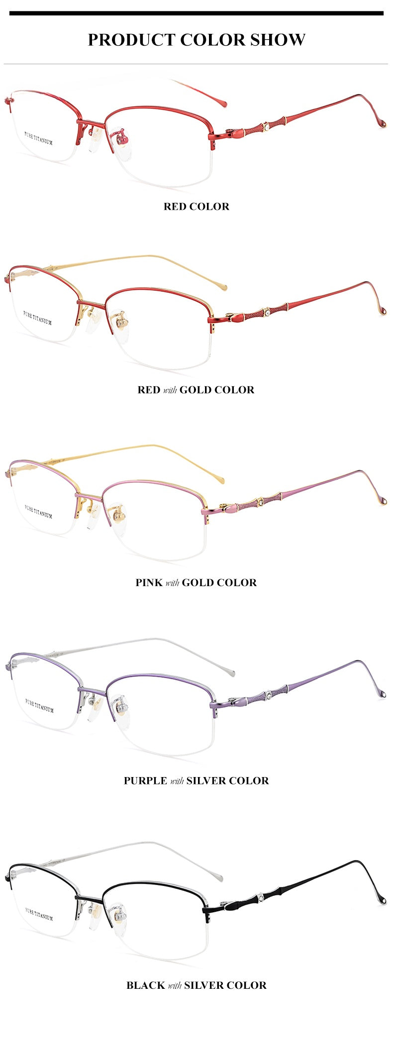 Chashma Womens Semi Rim Oval Square Titanium Eyeglasses 888331 — view 2 | Chashma at FuzWeb