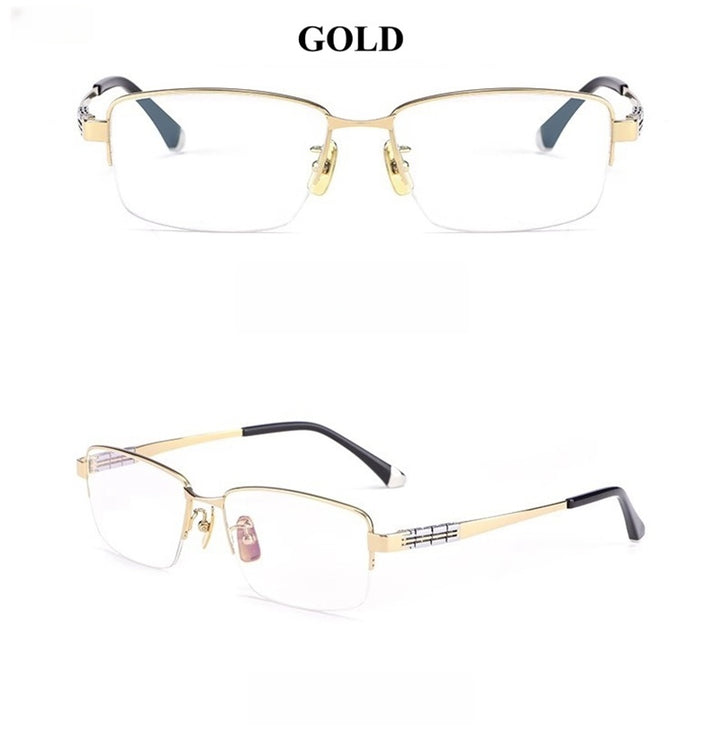 Chashma Ochki Unisex Semi Rim Square Titanium Eyeglasses 880038.