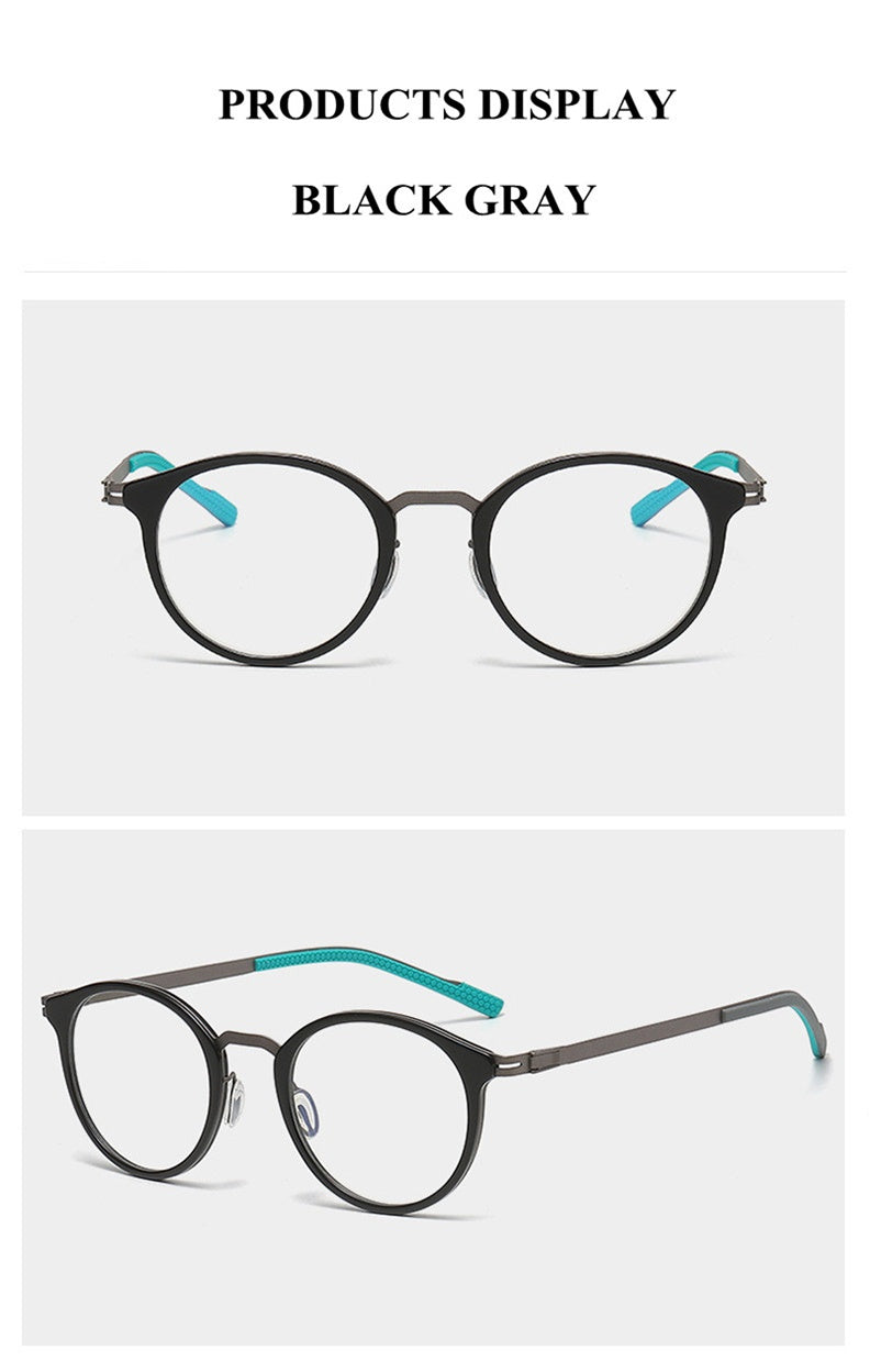 Chashma Unisex Full Rim Round Acetate Titanium Eyeglasses 39606 — view 2 | Chashma at FuzWeb