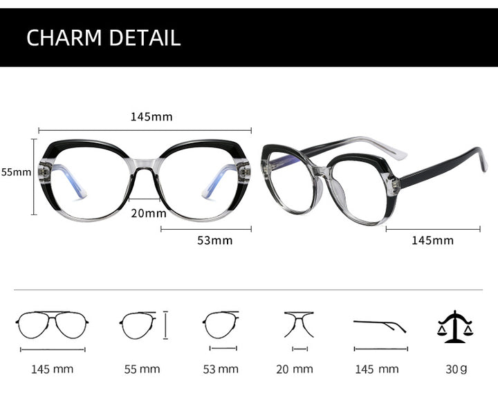 Handoer Womens Full Rim Oval Square Tr 90 Alloy Eyeglasses 795930 — view 2 | Handoer at FuzWeb