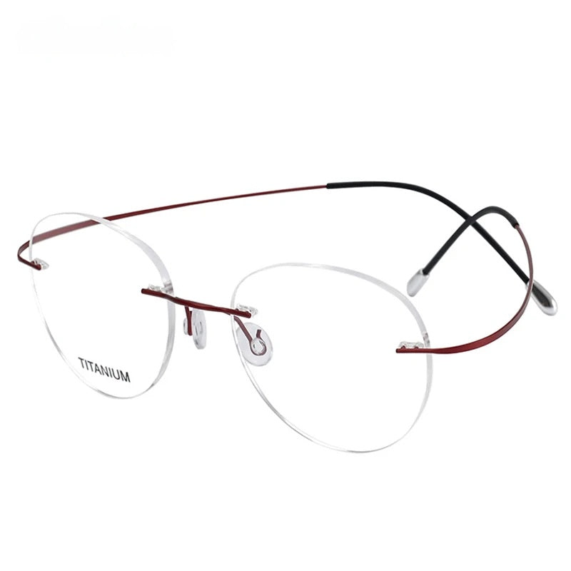 Chashma Ochki Unisex Rimless Round Titanium Eyeglasses 16017 — view 12 | Chashma Ochki at FuzWeb