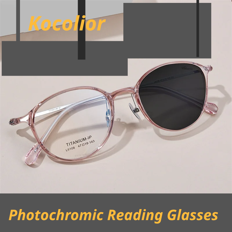 Kocolior Women's Full Rim Oval Square Tr 90 Titanium Photochromic Reading Glasses 39108