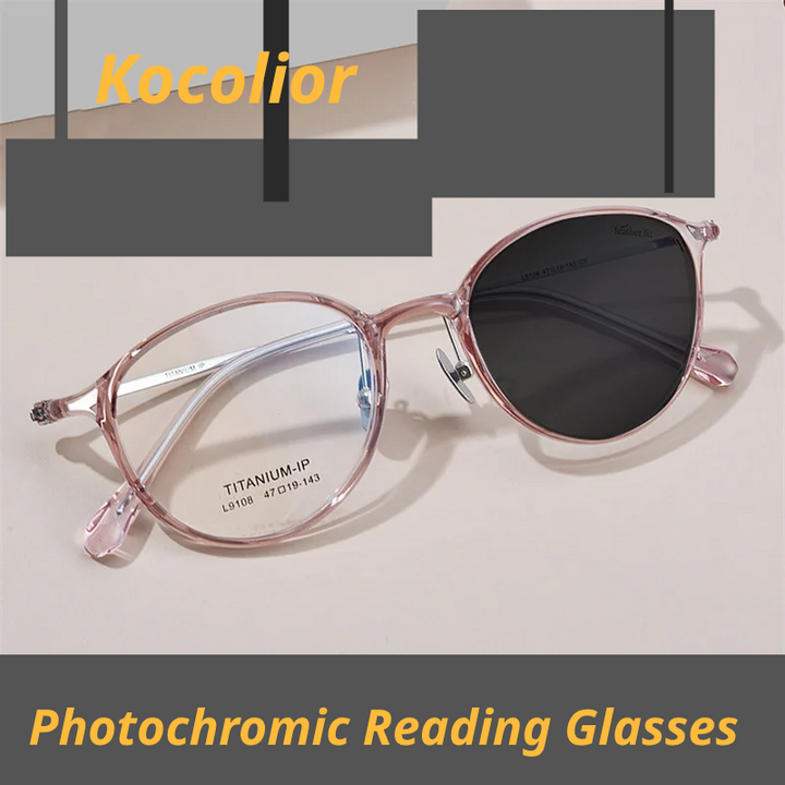 Kocolior Women's Full Rim Oval Square Tr 90 Titanium Photochromic Reading Glasses 39108