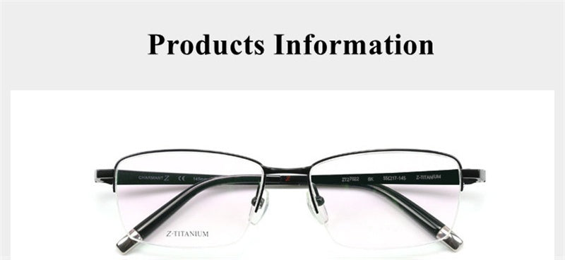 Chashma Ottica Mens Semi Rim Square Titanium Eyeglasses 270226 — view 1 | Chashma Ottica at FuzWeb