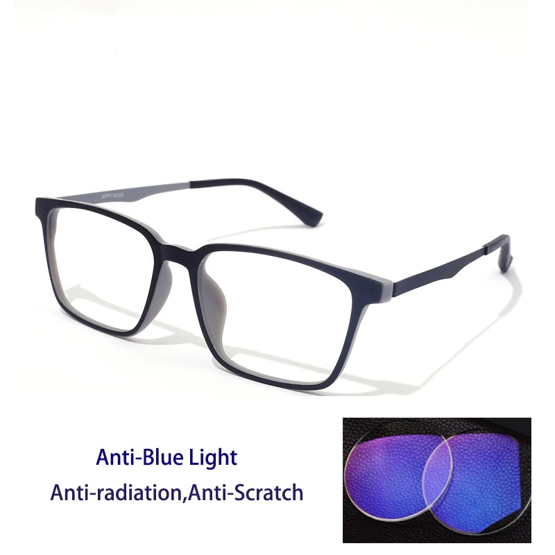 Kocolior Unisex Full Rim Square Rubber Titanium Photochromic Reading Glasses 722009.