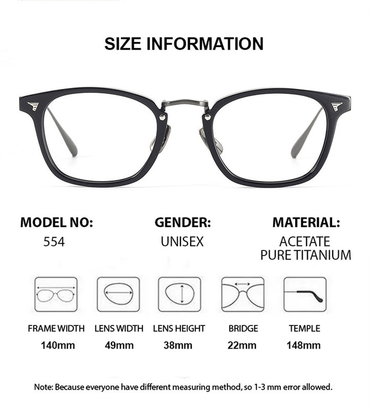 Chashma Ochki Unisex Full Rim Square Acetate Titanium Eyeglasses 881554 — view 1 | Chashma Ochki at FuzWeb