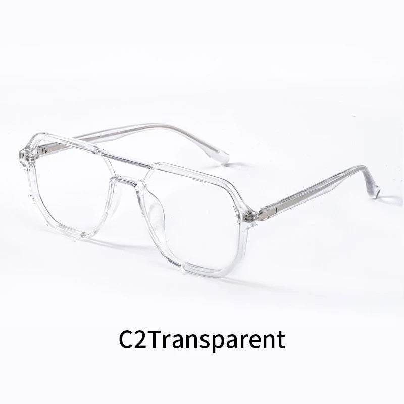 Xbora Unisex Full Rim Square Double Bridge Tr 90 Alloy Eyeglasses 7246.