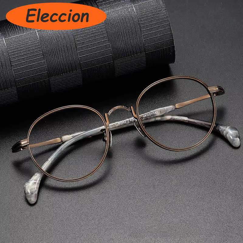 Eleccion Women's Full Rim Round Titanium Eyeglasses 80862 Full Rim Eleccion