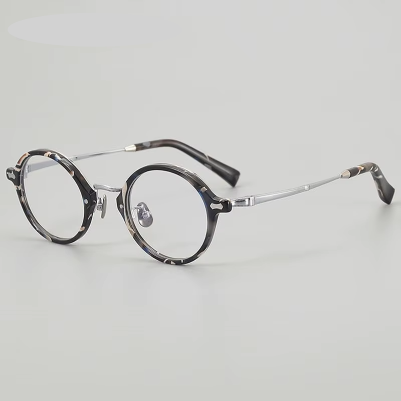 Eleccion Unisex Full Rim Round Acetate Titanium Eyeglasses 942141 Full Rim Eleccion Multicolor