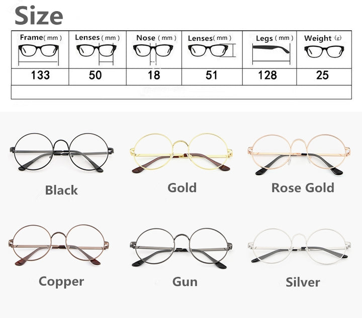 Hdcrafter Womens Full Rim Round Alloy Frame Eyeglasses Lx3048 — view 2 | Hdcrafter Eyeglasses at FuzWeb