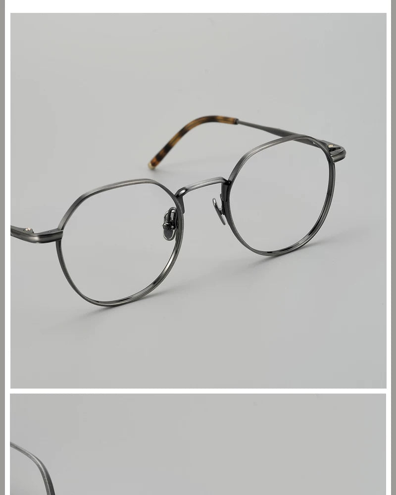 Aimee Unisex Full Rim Flat Top Round Titanium Eyeglasses 50140 — view 2 | Aimee at FuzWeb