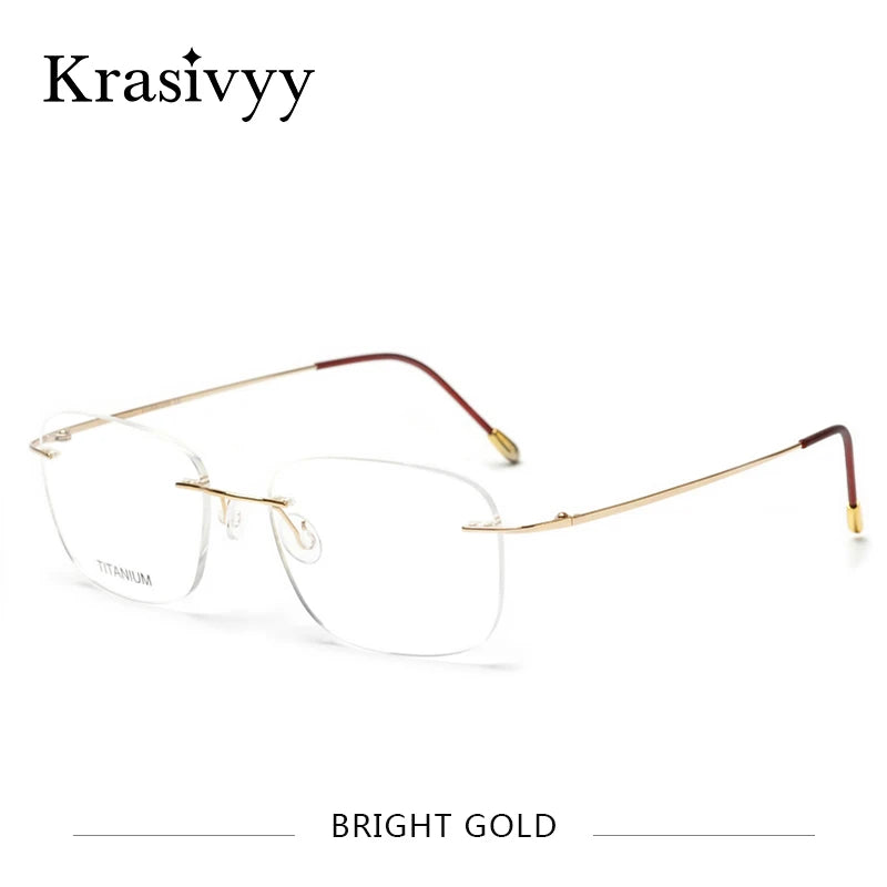 Krasivyy Unisex Rimless Square Titanium Eyeglasses Kr6010.