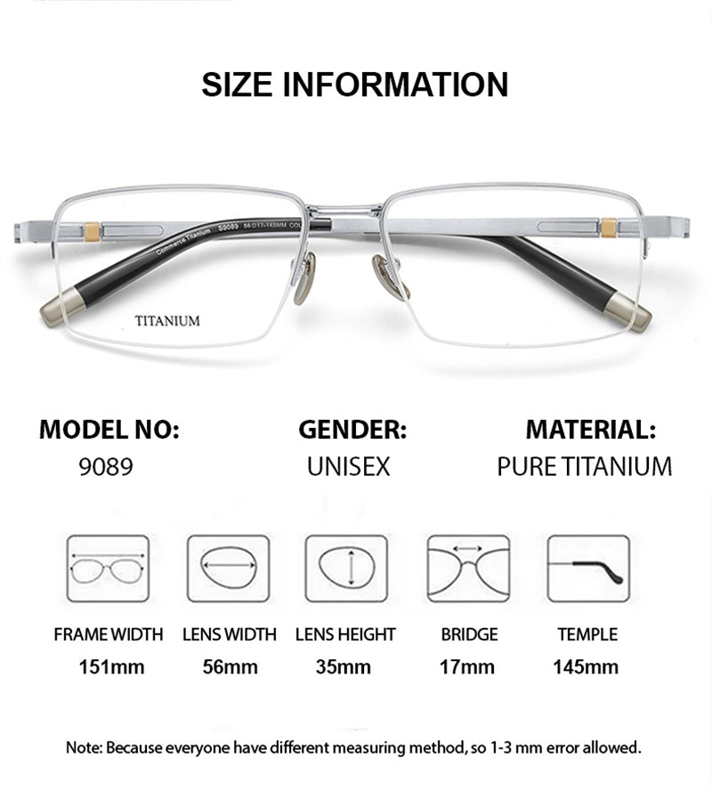 Chashma Ottica Mens Semi Rim Big Square Titanium Eyeglasses 409089 — view 1 | Chashma Ottica at FuzWeb