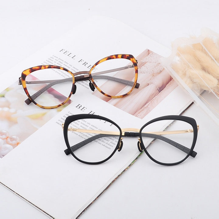 Chashma Ochki Womens Full Rim Square Cat Eye Acetate Alloy Eyeglasses 8908 — view 1 | Chashma Ochki at FuzWeb