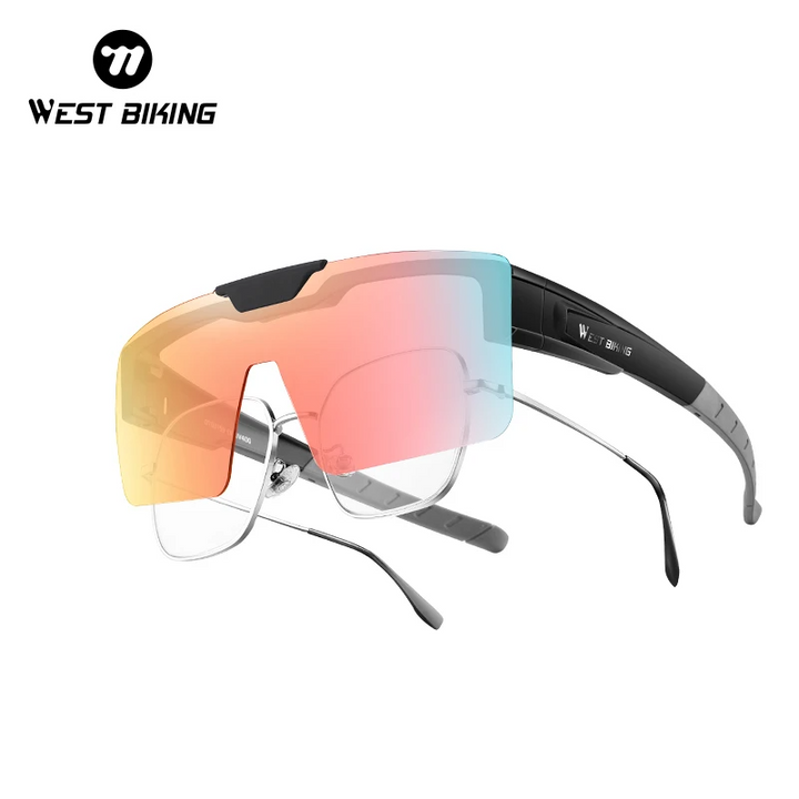 West Biking Unisex Full Rim Square Flip Up Over Frame Sunglasses 940703