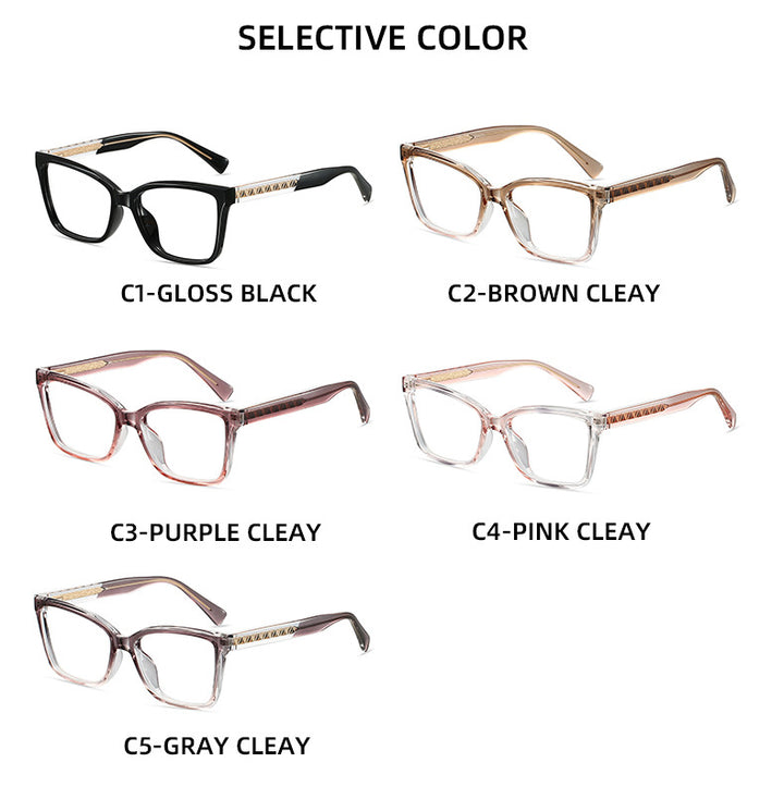 CCspace Unisex Full Rim Square Tr 90 Alloy Reading Glasses 802710 — view 2 | CCspace at FuzWeb