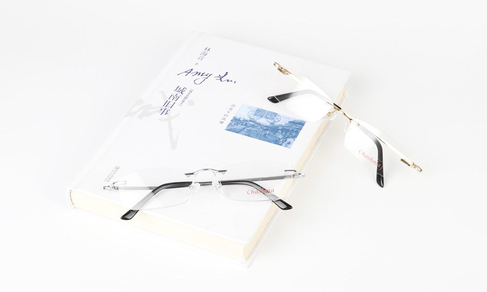 Chashma Ochki Unisex Rimless Square Titanium Eyeglasses 26605 — view 2 | Chashma Ochki at FuzWeb