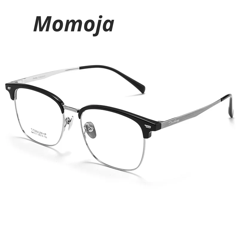 Momoja Men's Full Rim Big Square Titanium Tr 90 Eyeglasses 726031