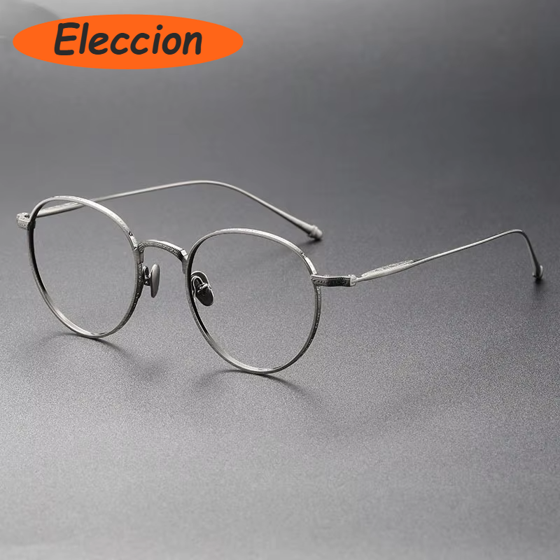 Eleccion Women's Full Rim Oval Round Titanium Eyeglasses 93085 Full Rim Eleccion Gray