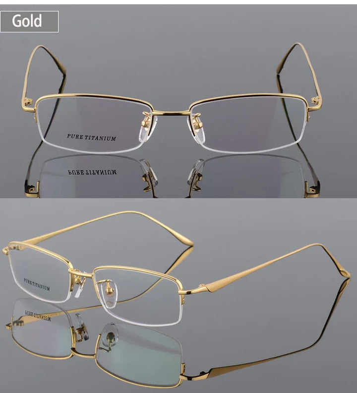 Unisex Titanium Half Rim Eyeglasses Round Box Frame 8272 — view 13 | Bclear at FuzWeb