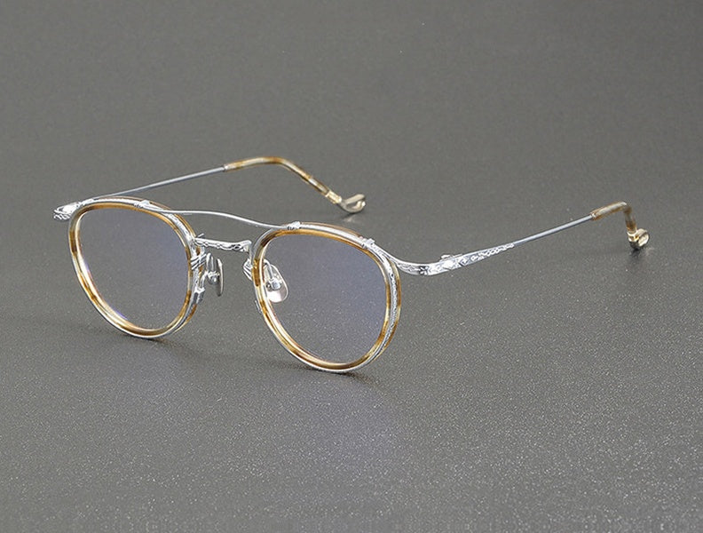 Chashma Unisex Full Rim Oval Double Bridge Acetate Titanium Eyeglasses 881715.
