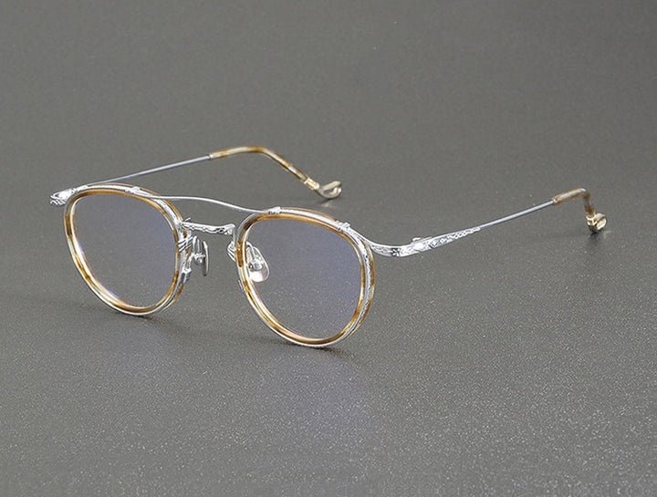 Chashma Unisex Full Rim Oval Double Bridge Acetate Titanium Eyeglasses 881715.