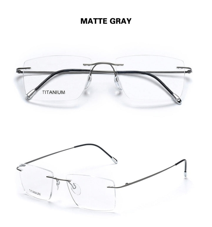 Chashma Ochki Unisex Rimless Square Titanium Eyeglasses 16011.