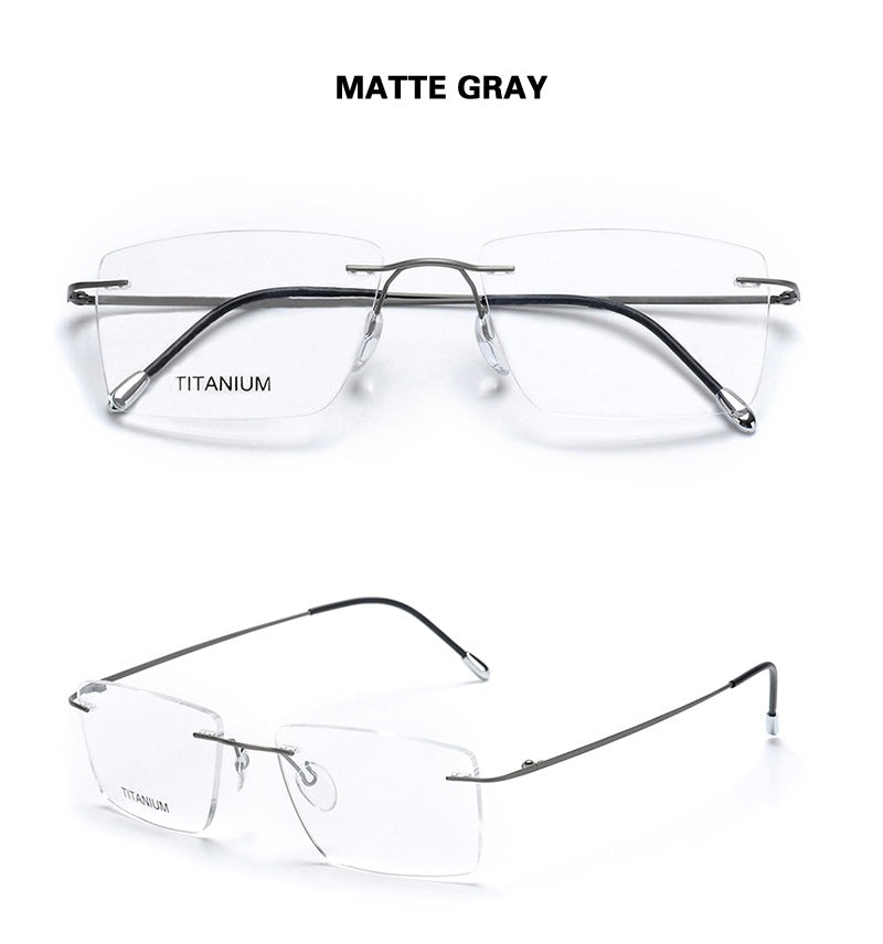Chashma Ochki Unisex Rimless Square Titanium Eyeglasses 16011.