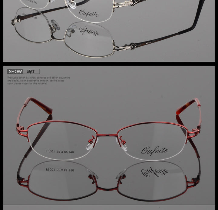 Bclear Womens Semi Rim Oval Alloy Eyeglasses 66001 — view 6 | Bclear at FuzWeb