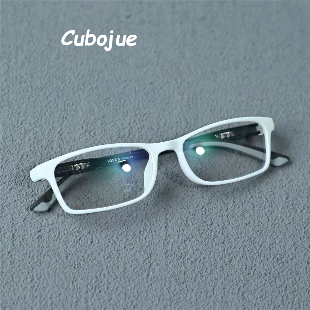 Cubojue Men's Full Rim Square Tr 90 Titanium Reading Glasses 51380