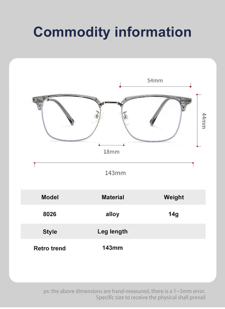 Vicky Mens Full Rim Square Tr 90 Titanium Alloy Reading Glasses 8026 — view 2 | Vicky at FuzWeb