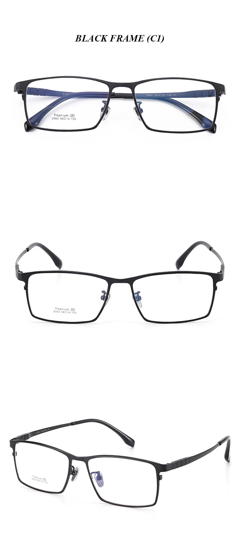 Chashma Ottica Mens Full Rim Square Titanium Eyeglasses 412060 — view 2 | Chashma Ottica at FuzWeb