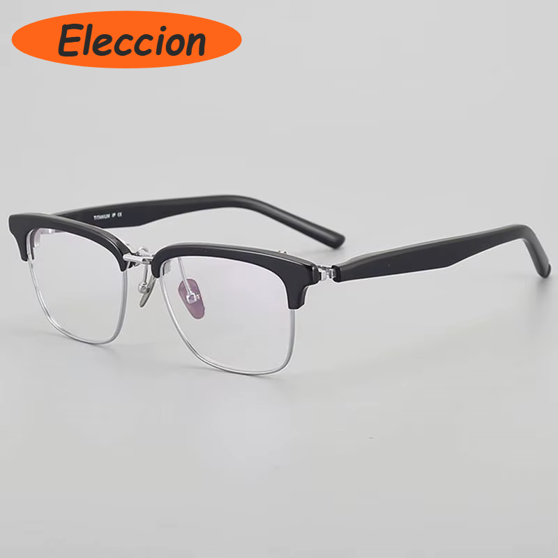 Eleccion Unisex Full Rim Square Titanium Flip Up Eyeglasses 94291