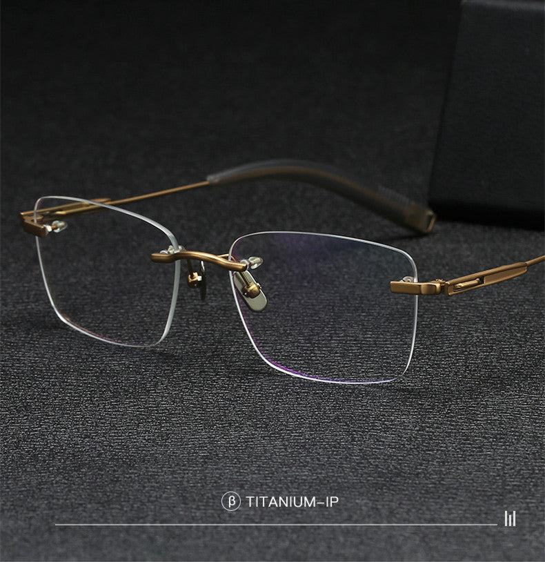Aimee Unisex Rimless Polygon Square Titanium Eyeglasses 80814 — view 1 | Aimee at FuzWeb