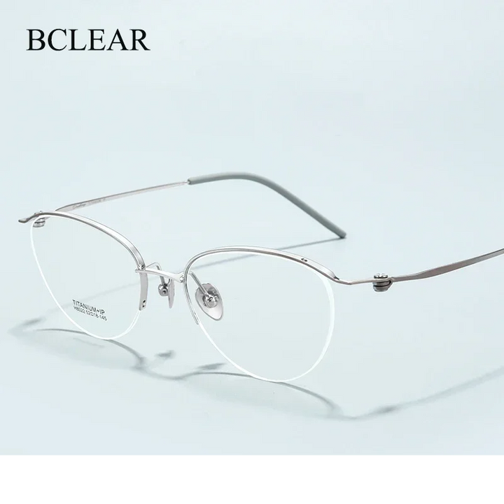Bclear Women's Semi Rim Oval Square Titanium Eyeglasses 858022