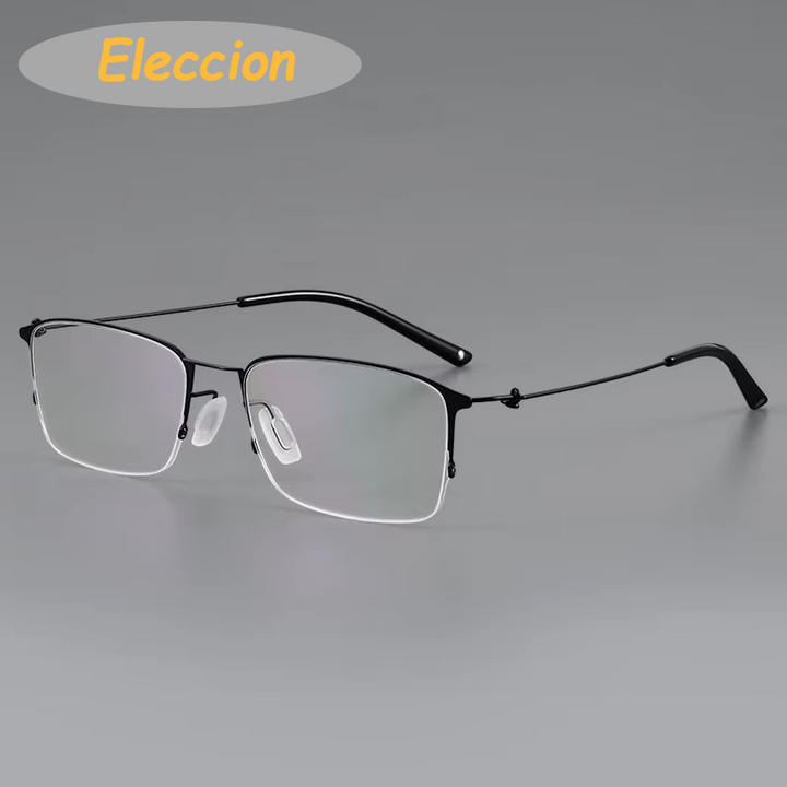 Eleccion Unisex Semi Rim Square Screwless Titanium Eyeglasses 64295