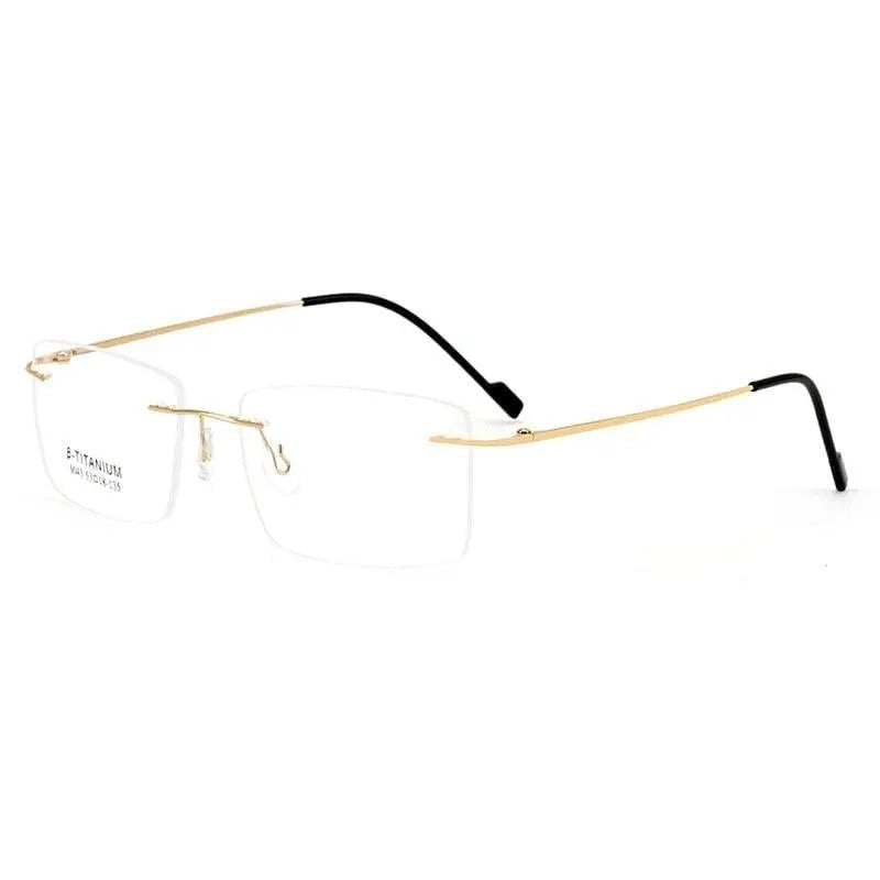 Chashma Ottica Unisex Rimless Square Rectangle Titanium Eyeglasses 763
