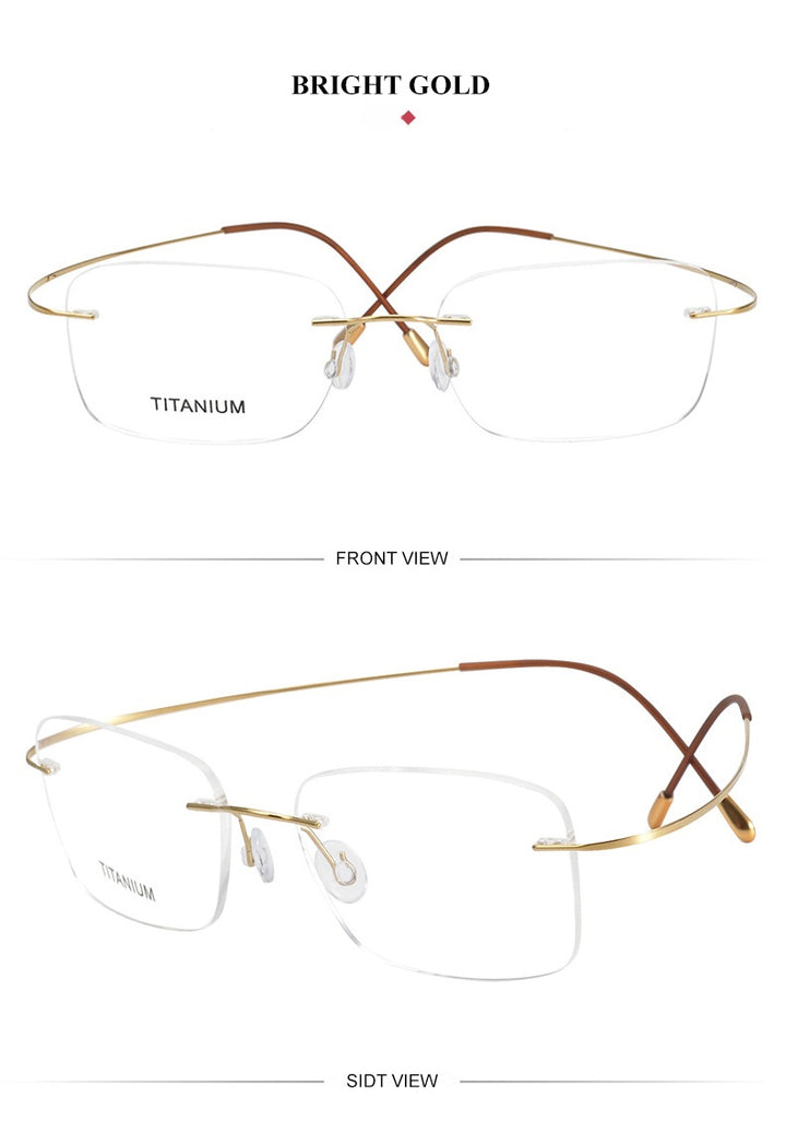 Chashma Unisex Rimless Polygon Square Titanium Eyeglasses 816016.