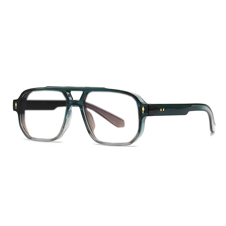 Kocolior Unisex Full Rim Square Double Bridge Tr 90 Alloy Reading Glasses 76061.