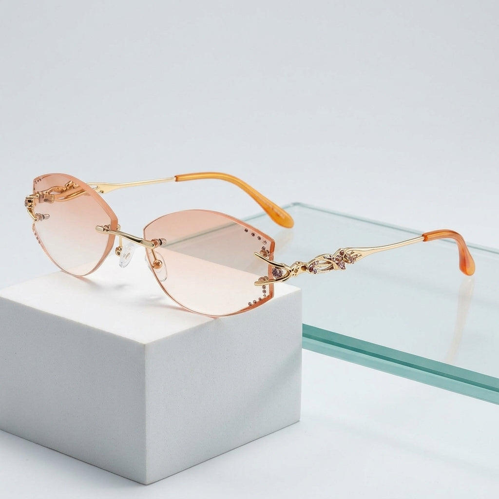 Chashma Ottica Women's Irregular Oval Titanium Eyeglasses 80363