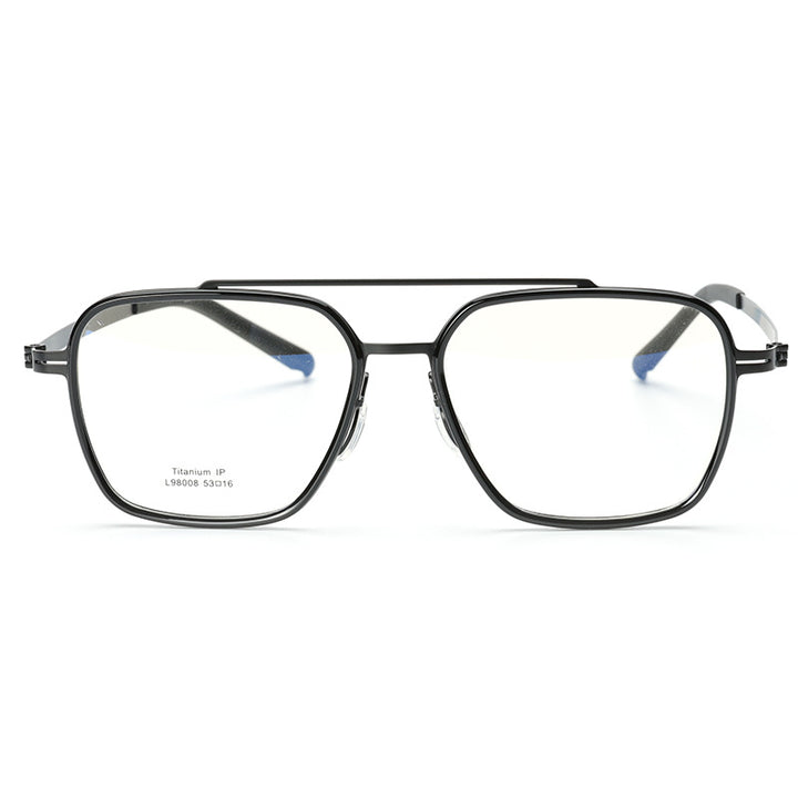 Hdcrafter Unisex Full Rim Square Double Bridge Titanium Eyeglasses 42988.