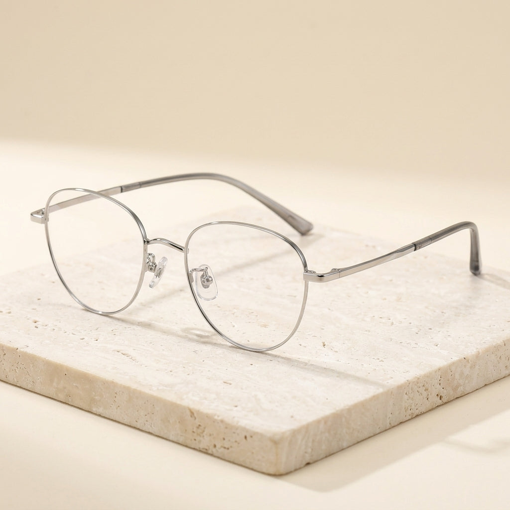 Chashma Ottica Women's Full Rim Oval Round Titanium Eyeglasses 15154 - Silver