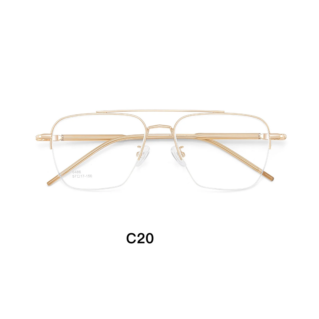 Gmei Optical 6486 men's semi-rimless titanium alloy prescription eyeglasses — view 8