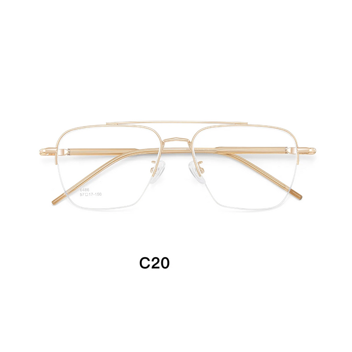 Gmei Optical 6486 men's semi-rimless titanium alloy prescription eyeglasses — view 8