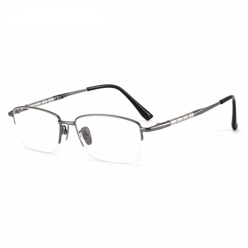 Eleccion Unisex Semi Rim Square Oval Titanium Eyeglasses 98279